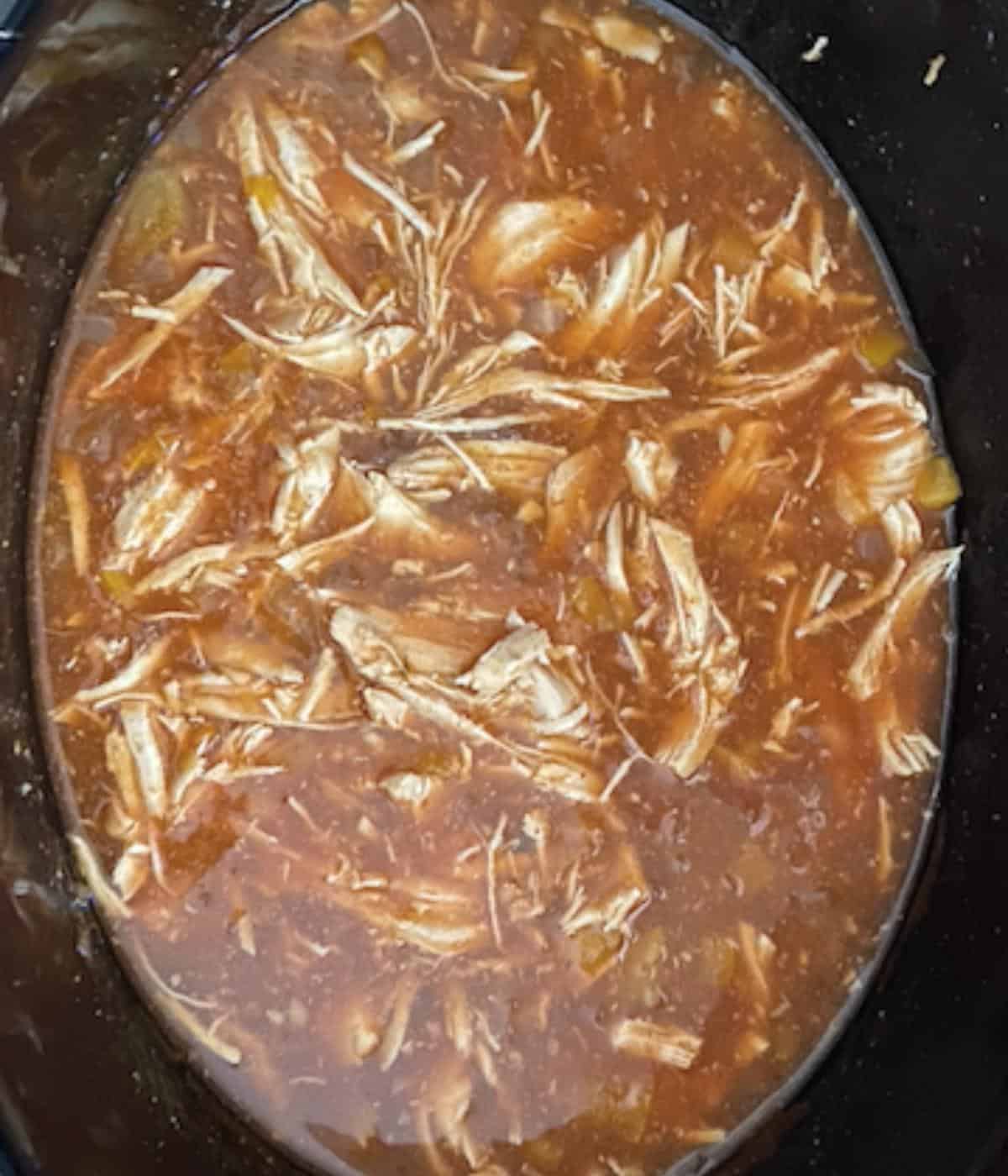 chicken shredded up in crock pot