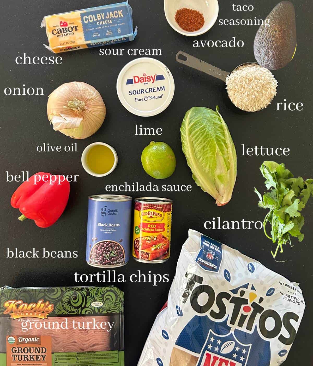 Ingredients for ground turkey bowls.