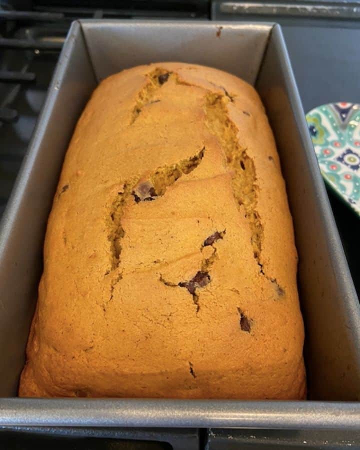 baked pumpkin bread in a pan