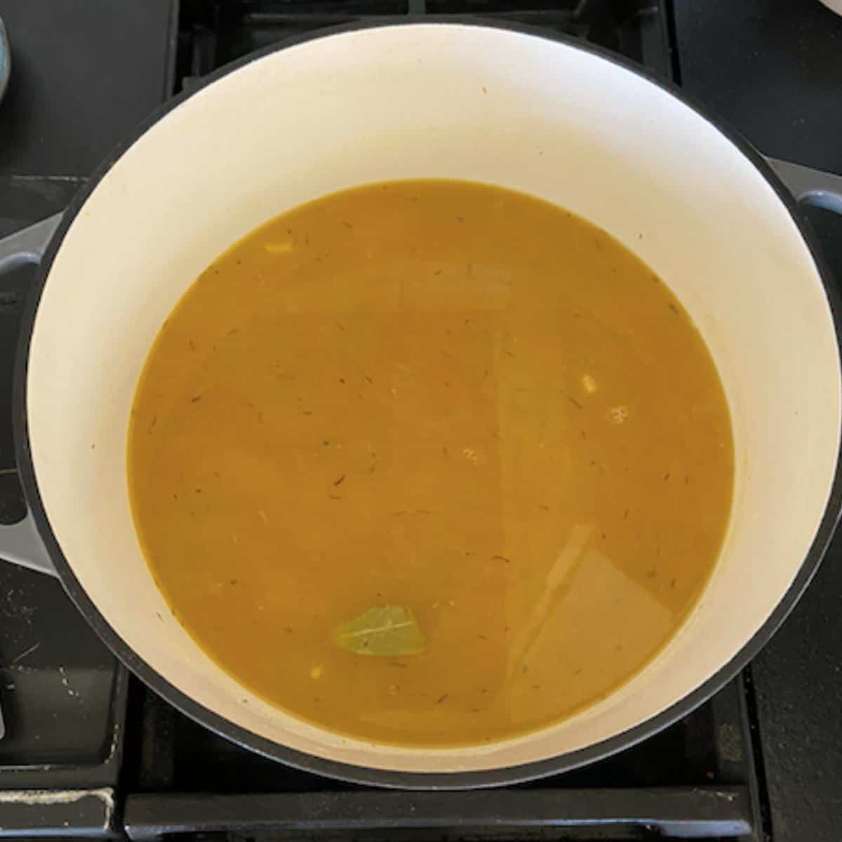chicken stock added to soup