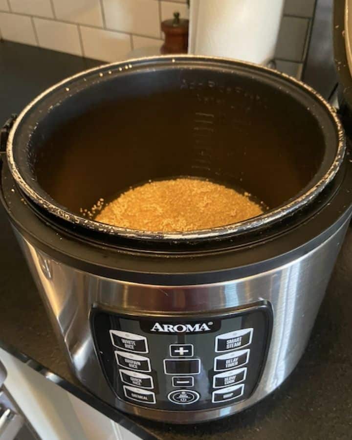 rice cooker filled with quinoa