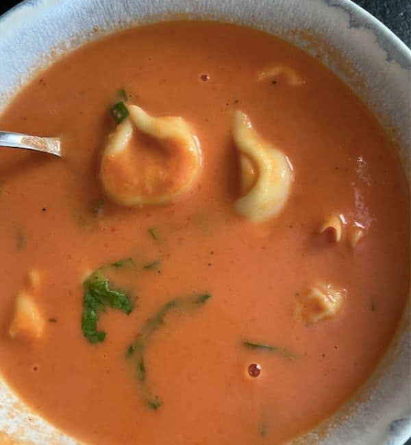tortellini soup in bowl