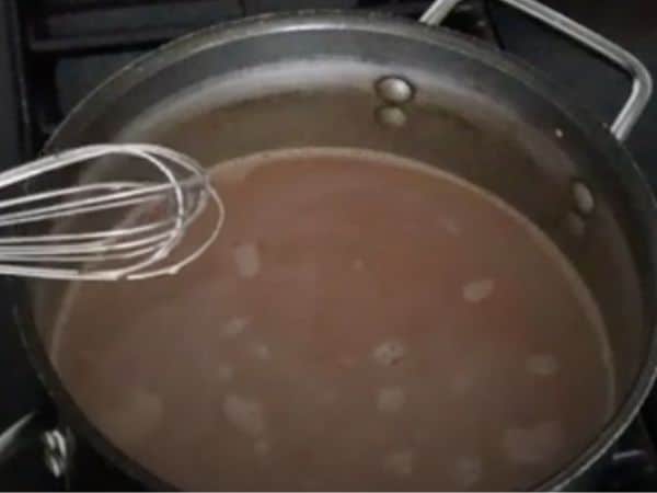 hot chocolate cooking in pot