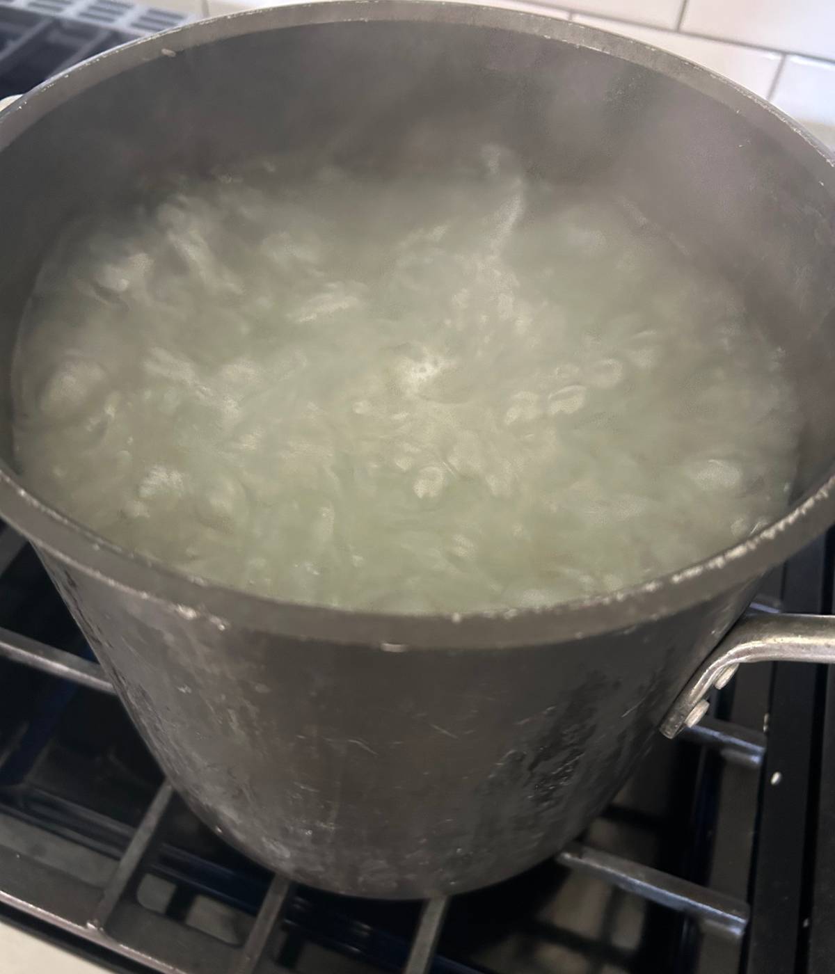 Boiling water in pot.