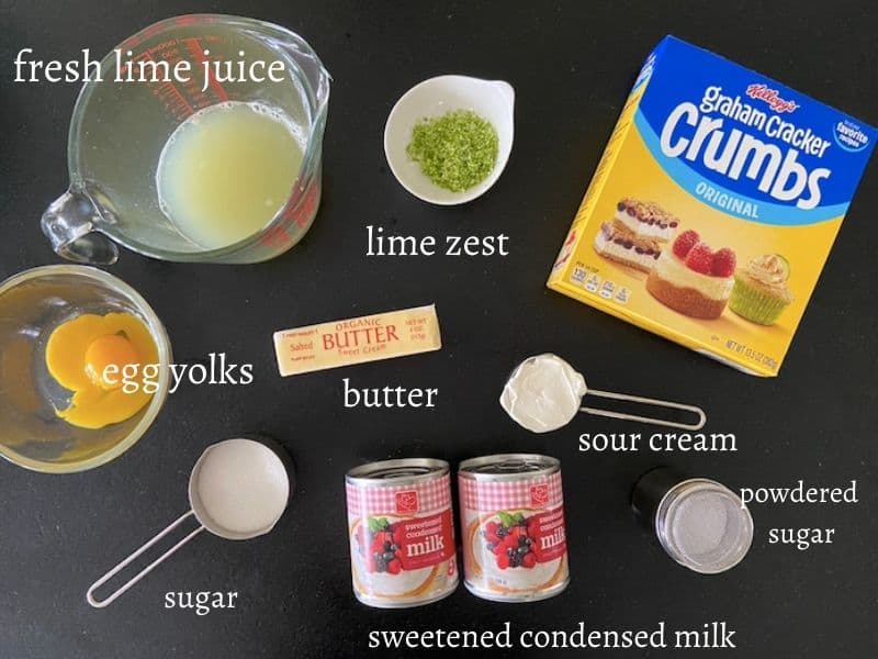 ingredients for easy key lime pie bars