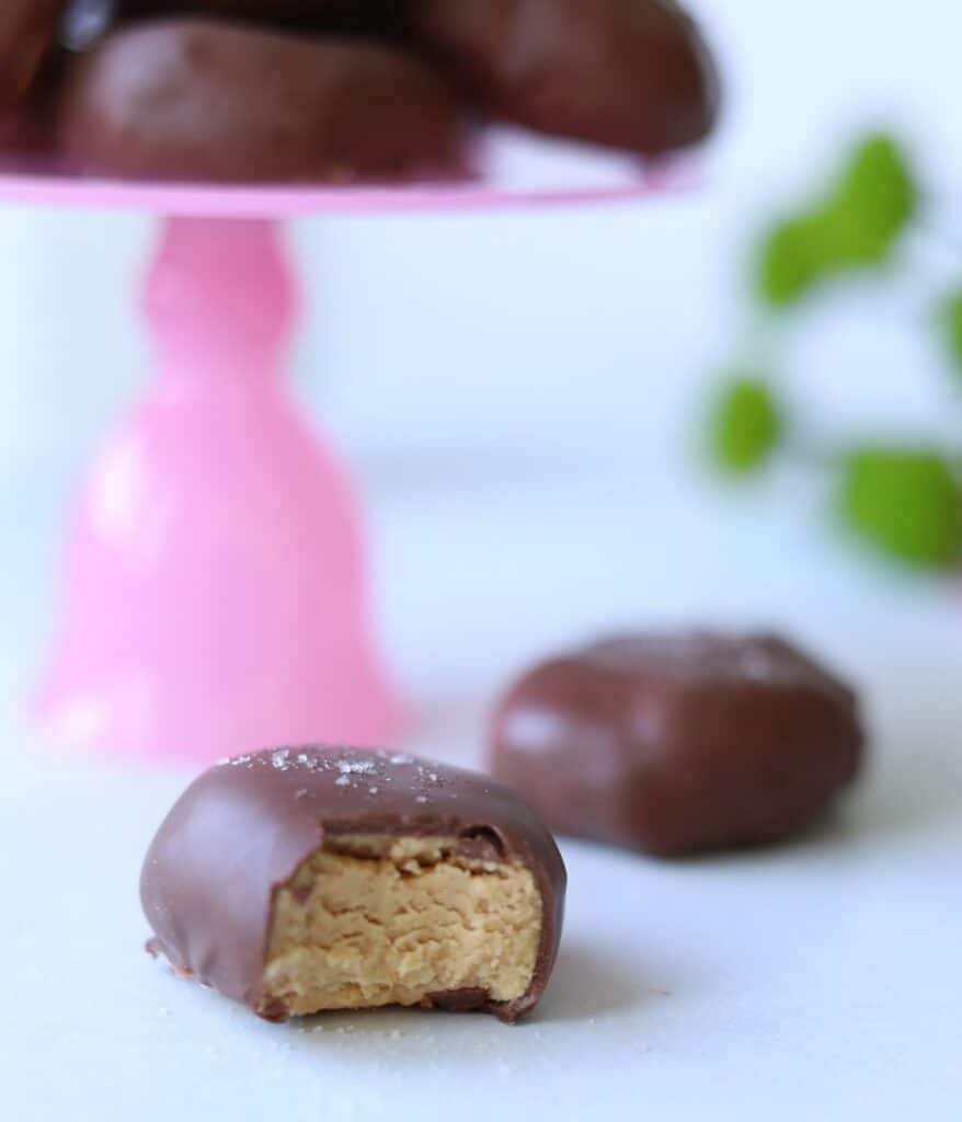 peanut butter egg with bite out of it
