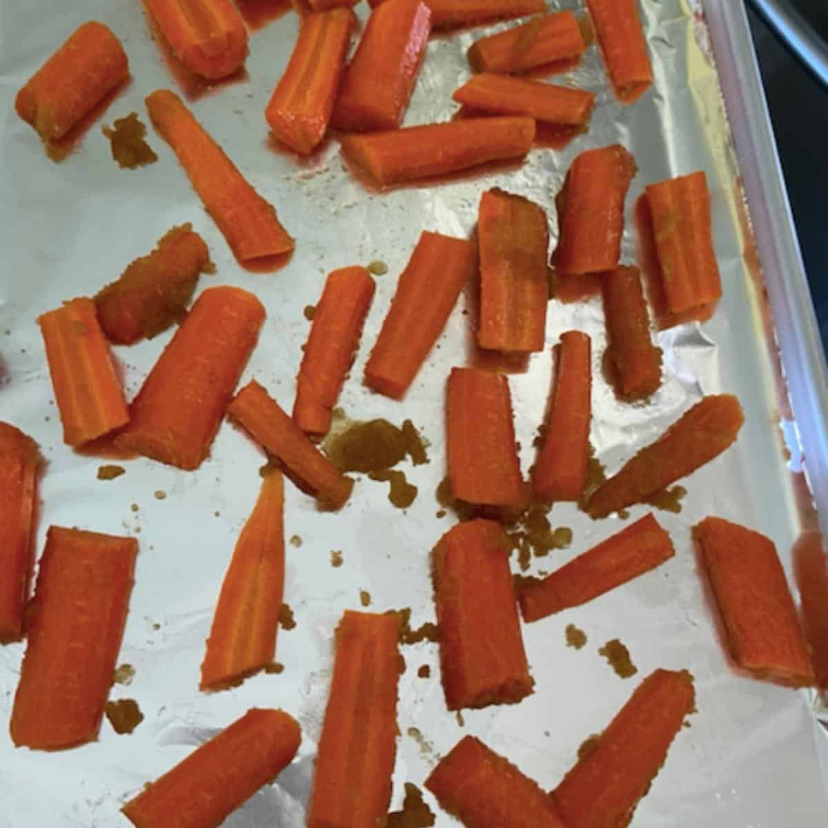 carrots tossed in glaze ready to bake