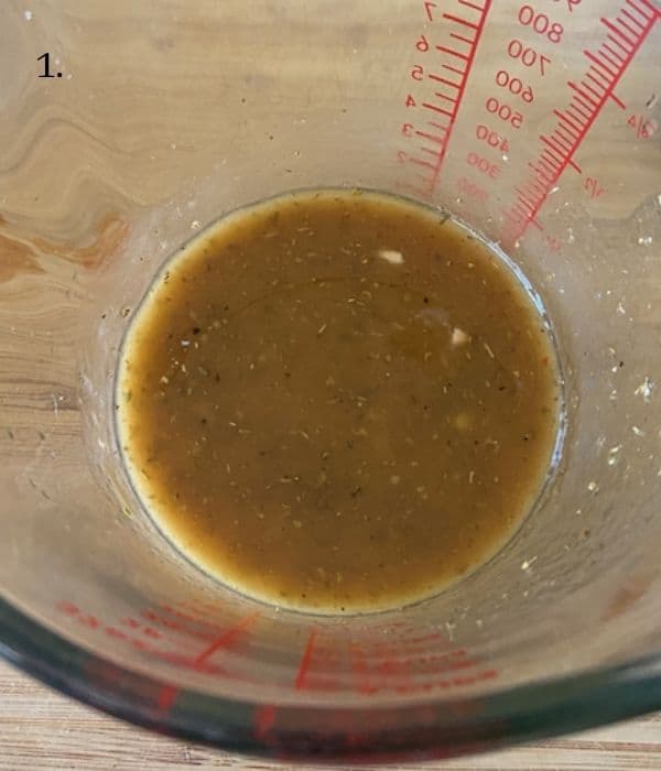 salad dressing mixed in glass container
