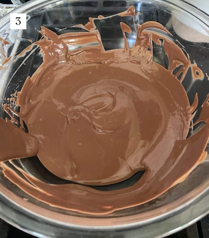 chocolate wafers melted in glass bowl