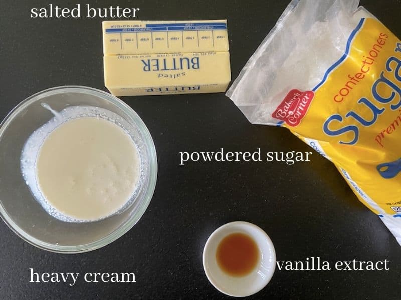 whipped buttercream frosting ingredients with text
