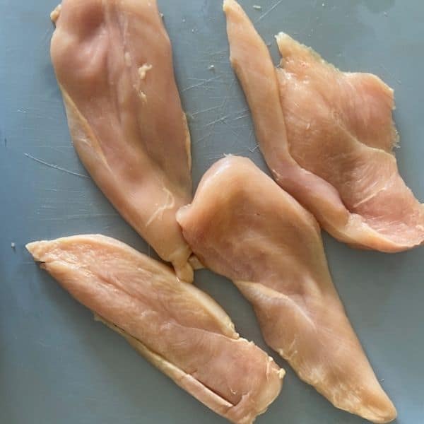 chicken breast sliced into 4 pieces