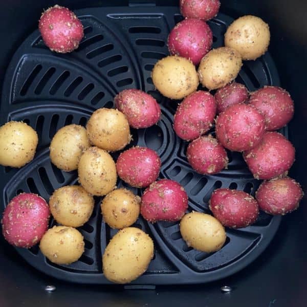 air fryer potatoes in the air fryer basket