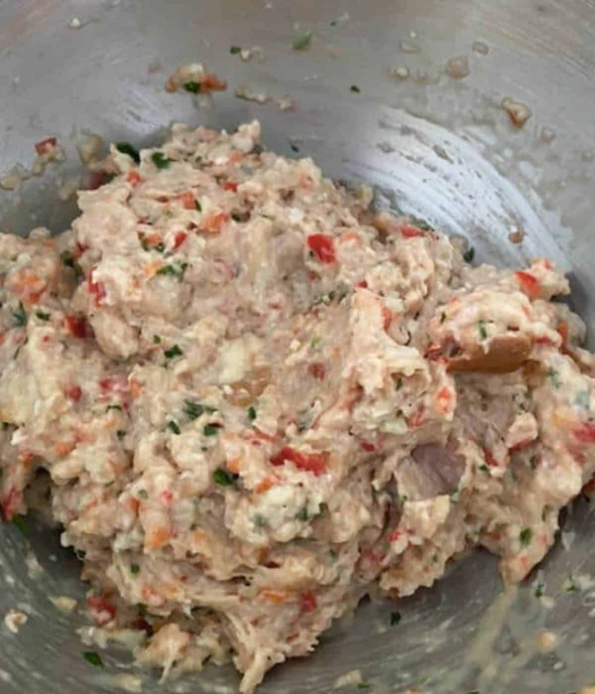 Ground chicken kofta meatball mixture.