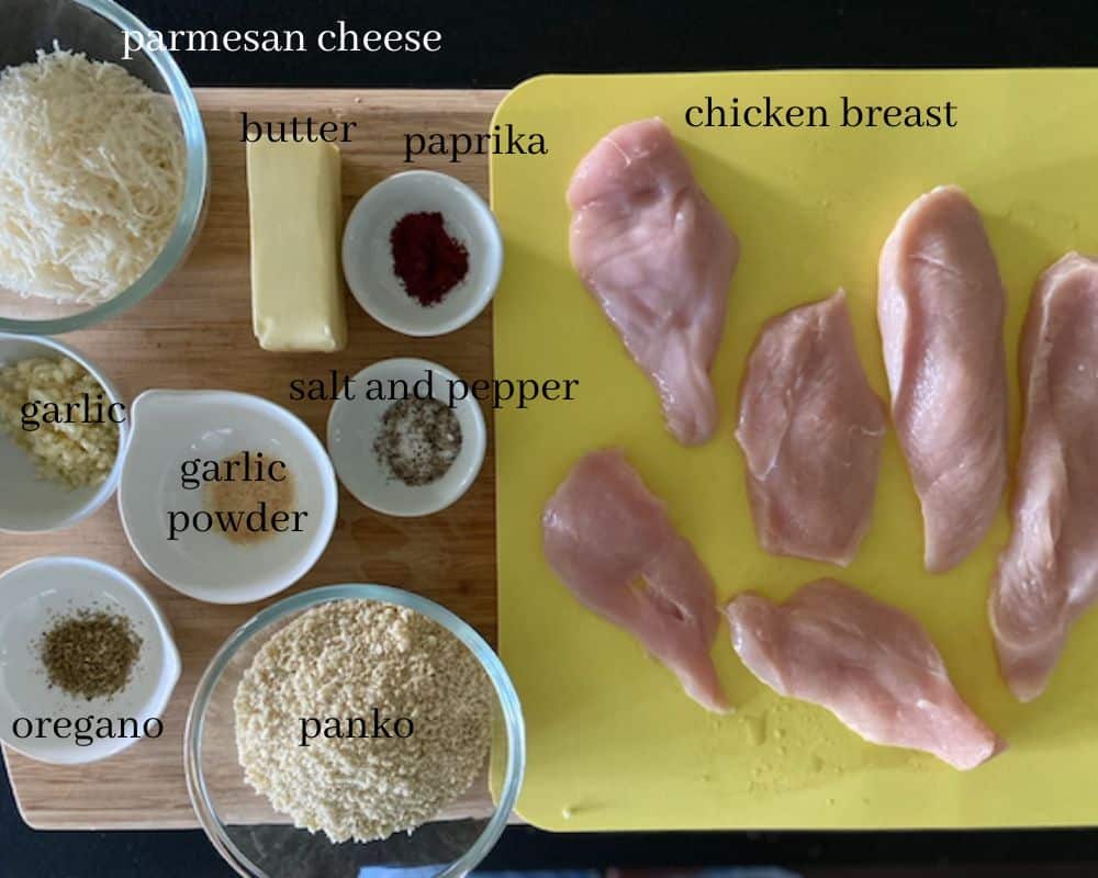 panko chicken ingredients with text
