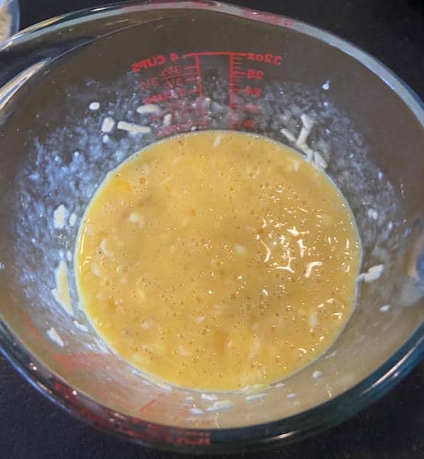 egg mixture in pyrex dish