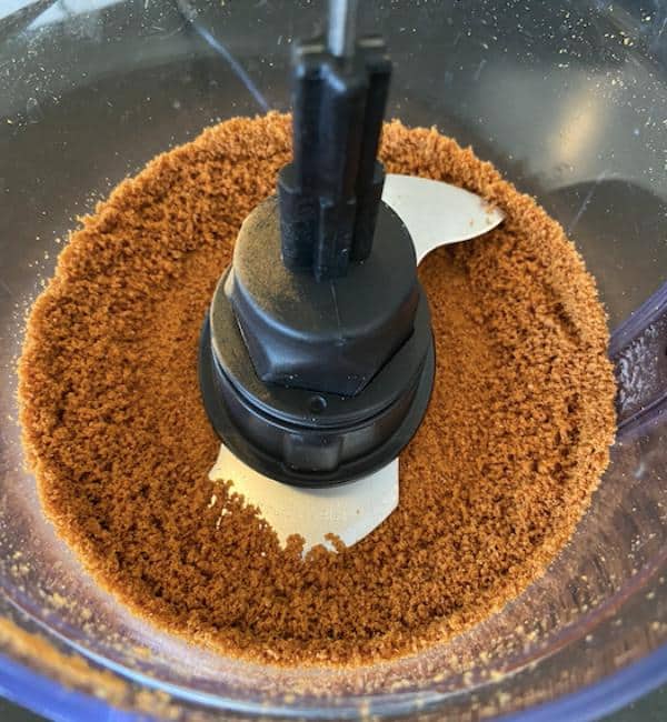 biscoff cookies and cinnamon finely ground in food processor
