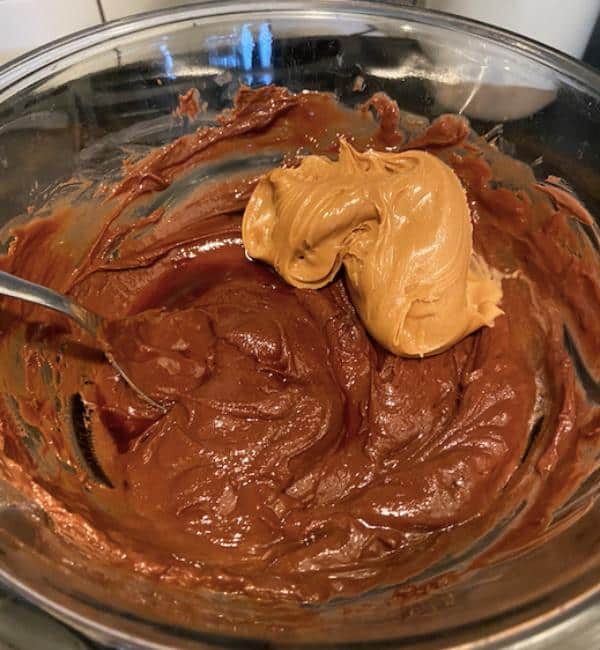 peanut butter and vanilla added into top of double boiler