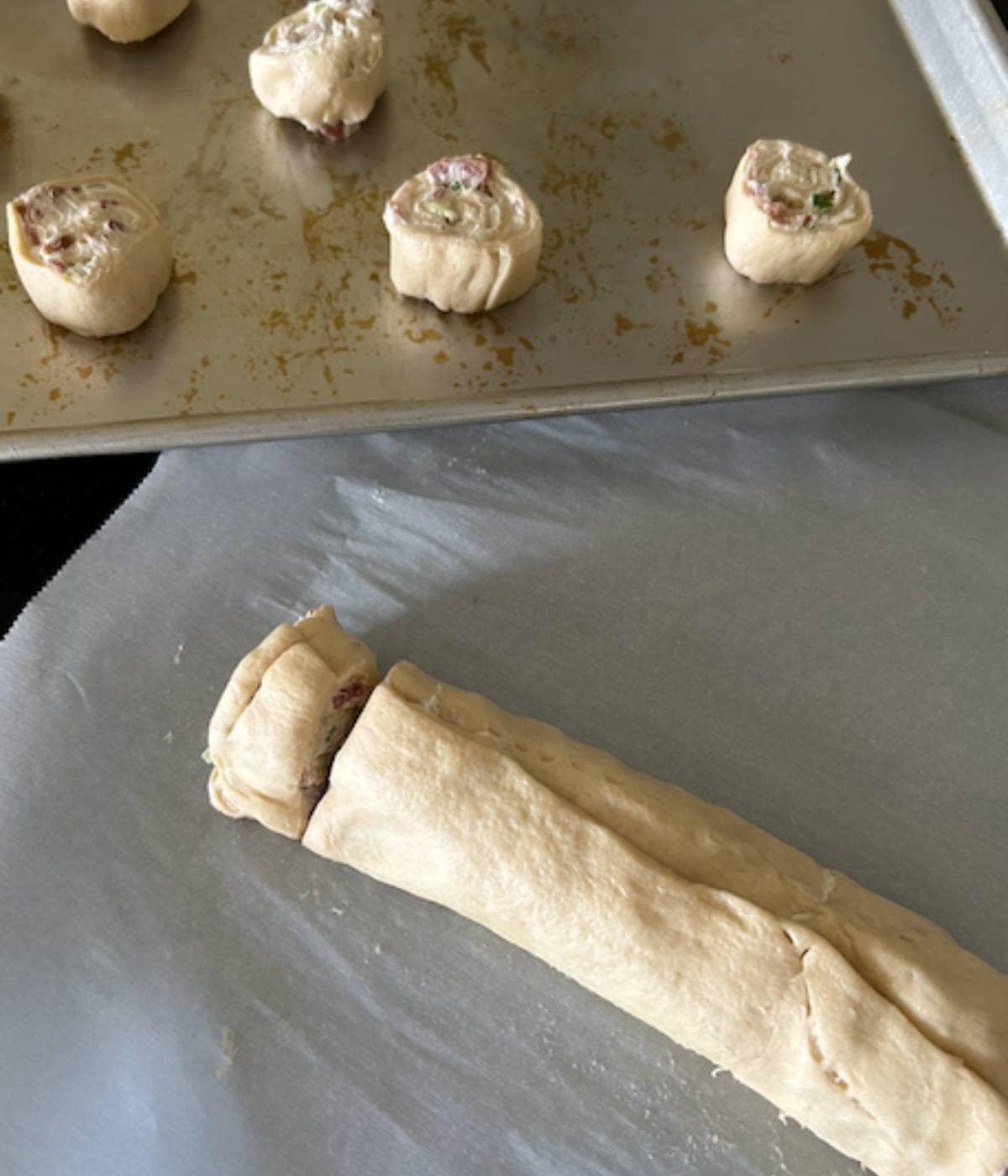 Sliced crescent rolls.