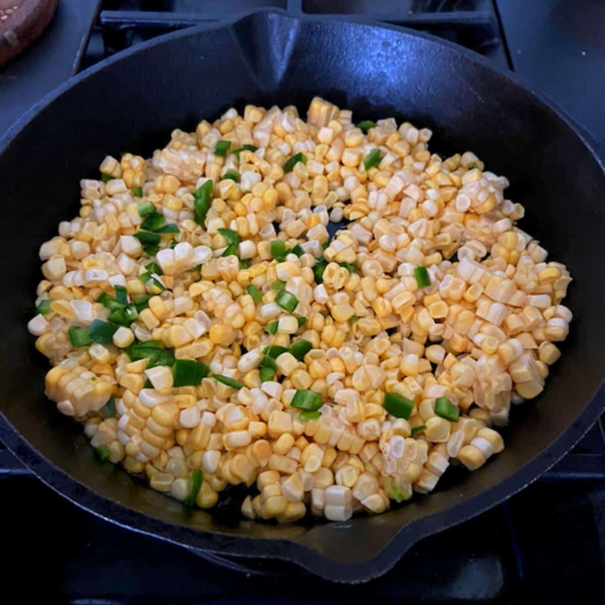 jalapeno and corn in skillet