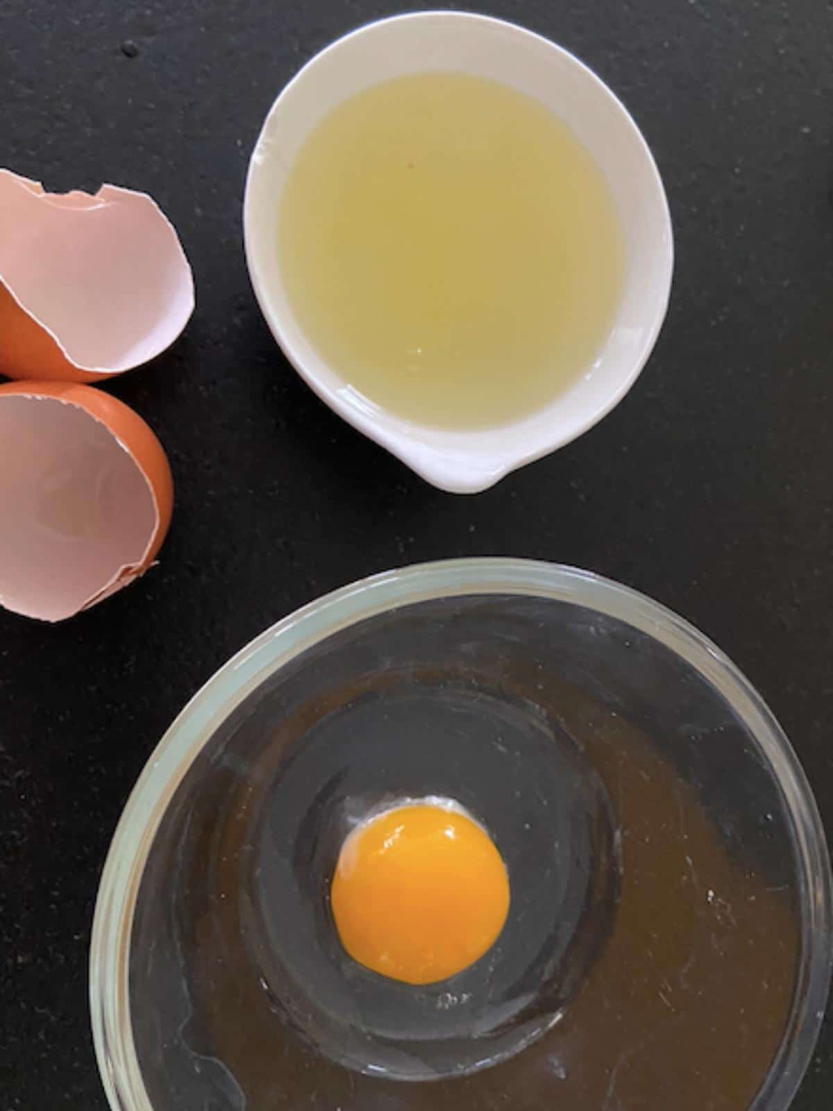 egg yolk separated from egg white