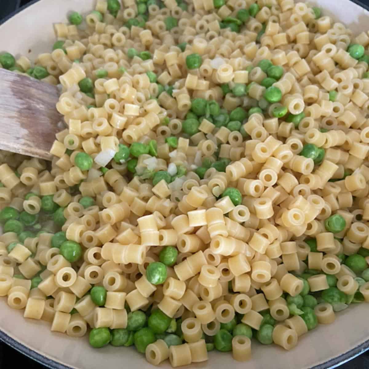 pasta added to dish
