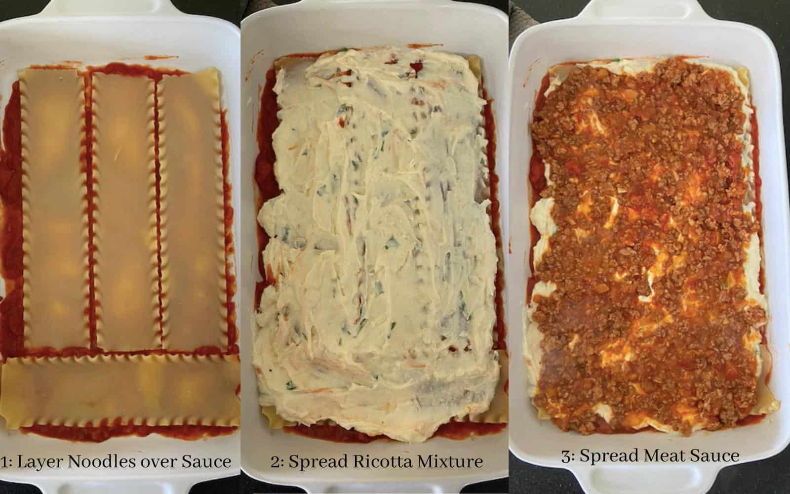 steps for assembling lasagna
