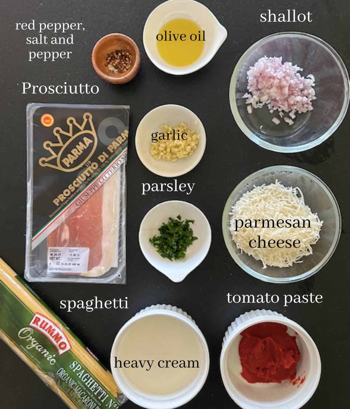Ingredients for Rose Pasta.