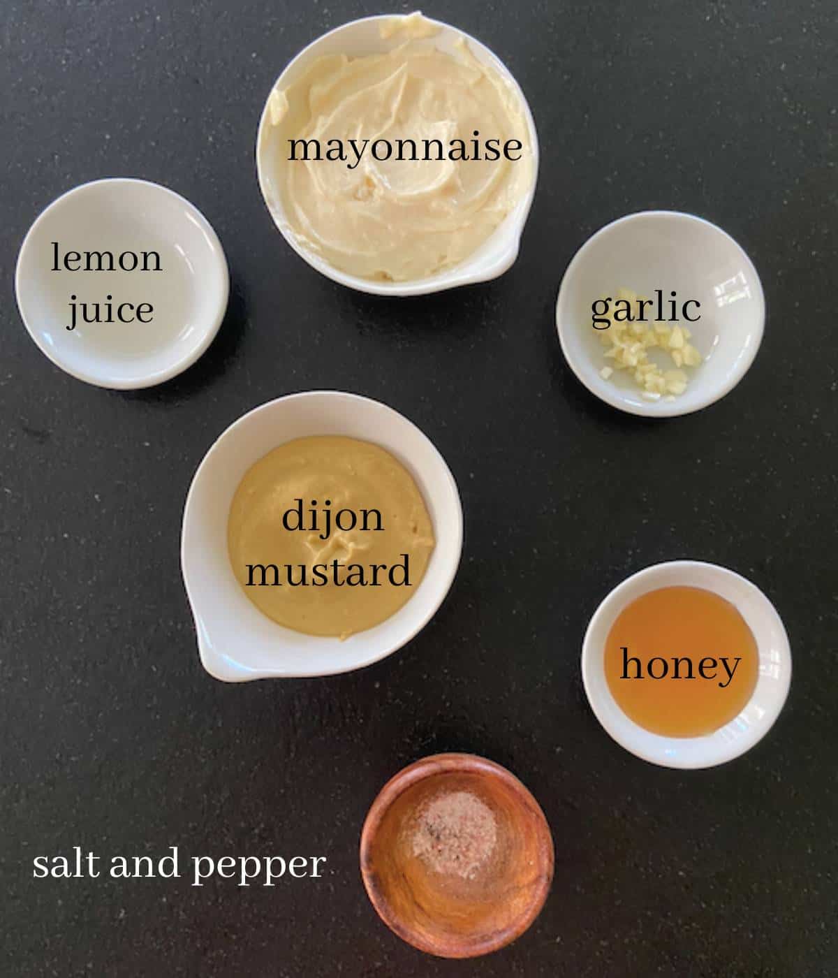 Mustard aioli ingredients.