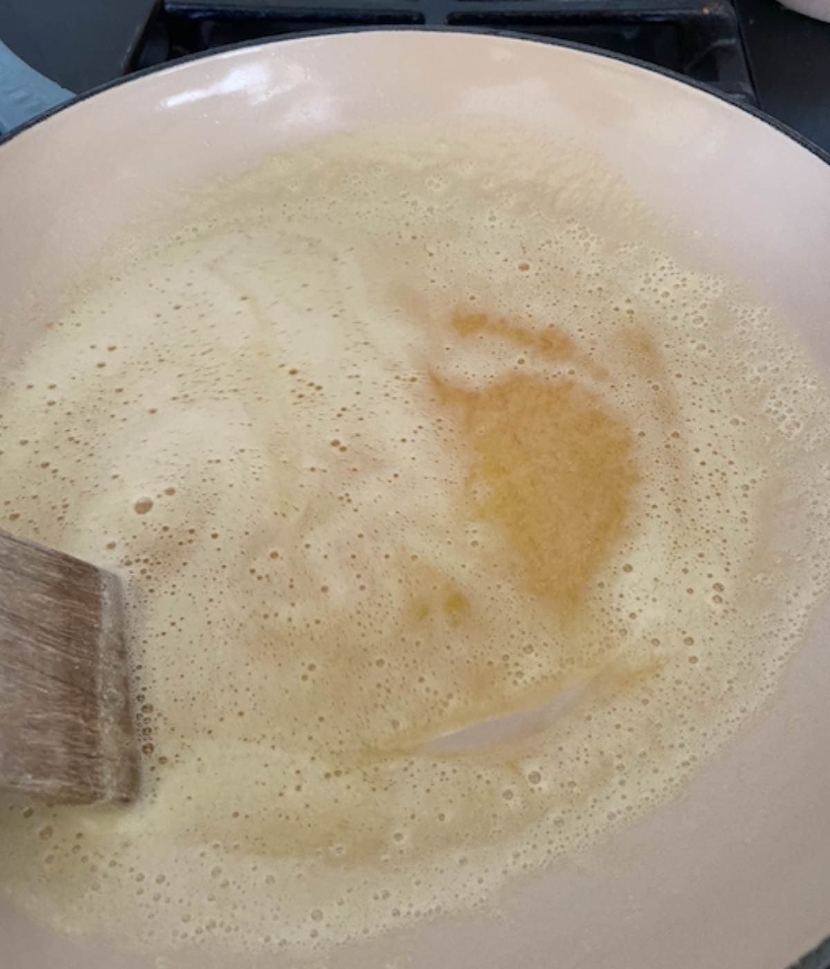 Butter browning in skillet.