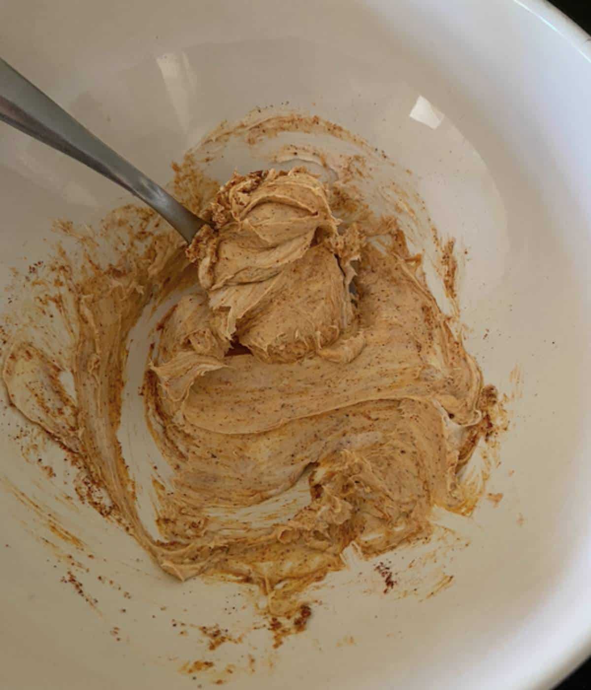 Cream cheese spread with spices.