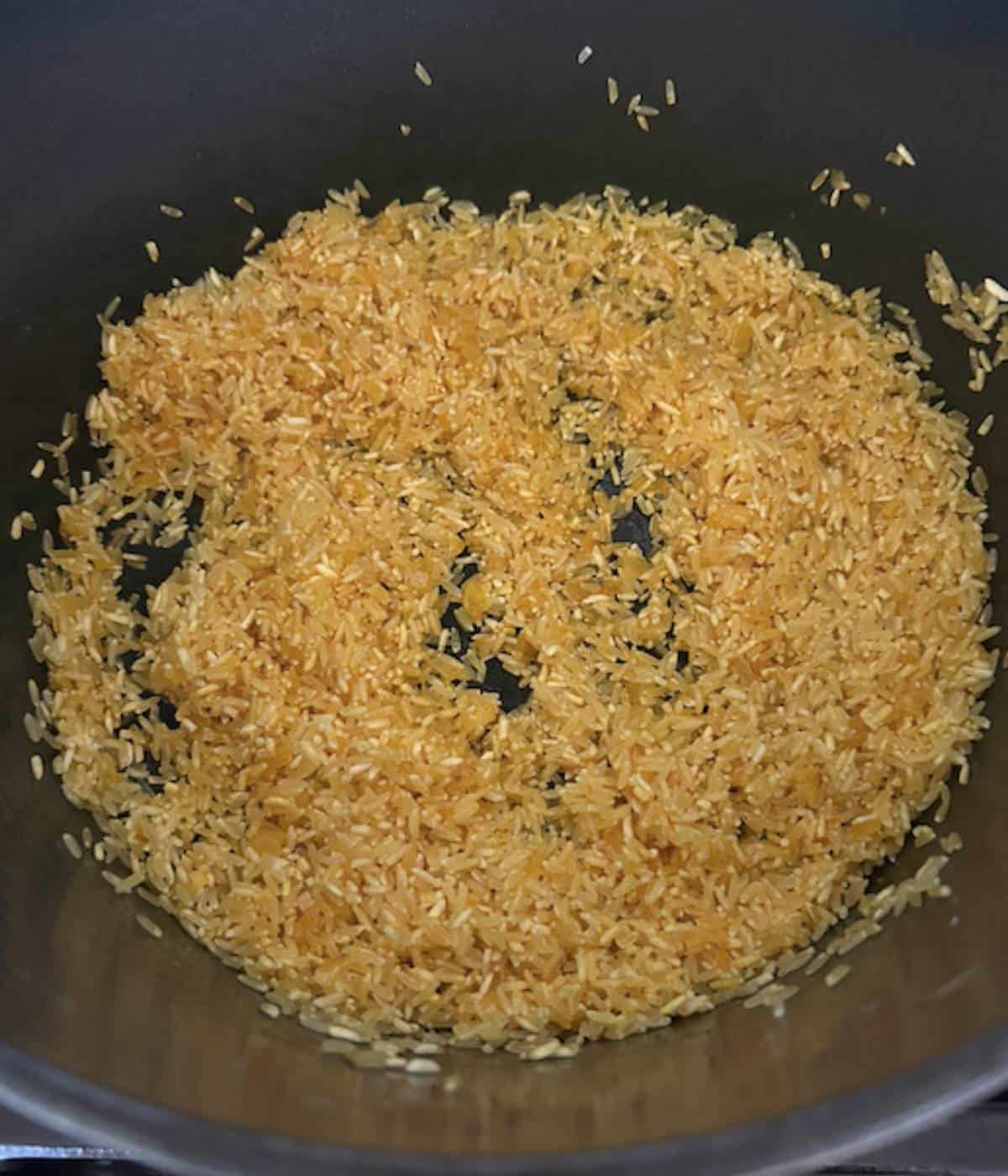 Rice in dutch oven.