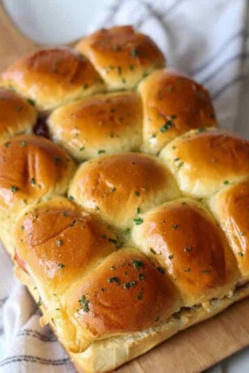 Turkey and cranberry sliders on Hawaiian rolls.