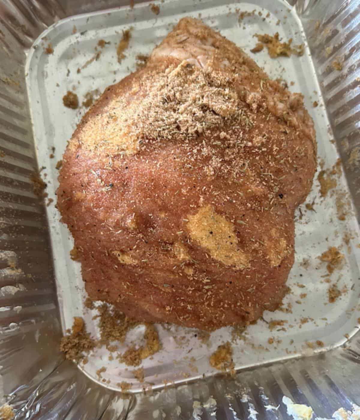 Turkey breast with brown sugar rub.
