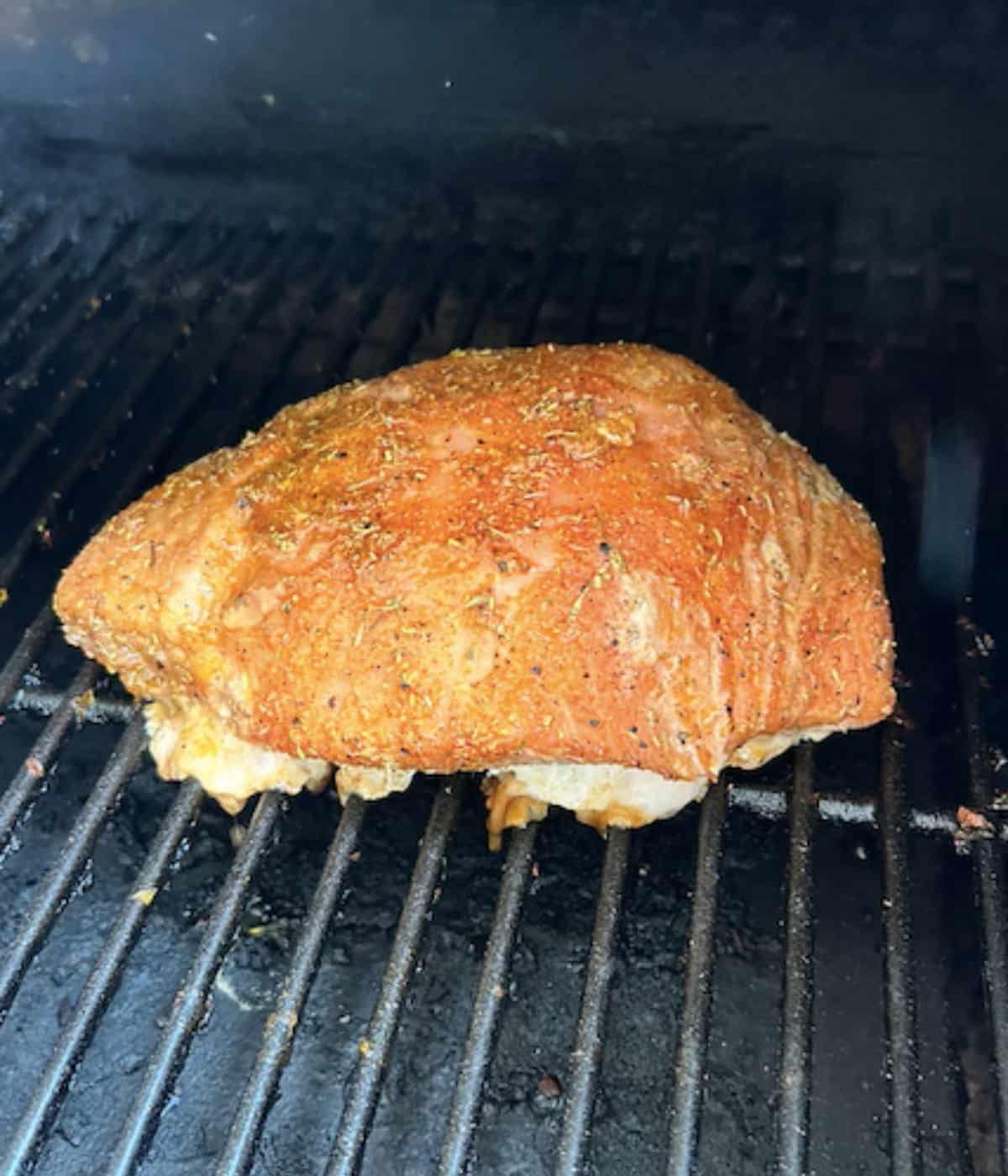 Turkey breast in pellet grill.