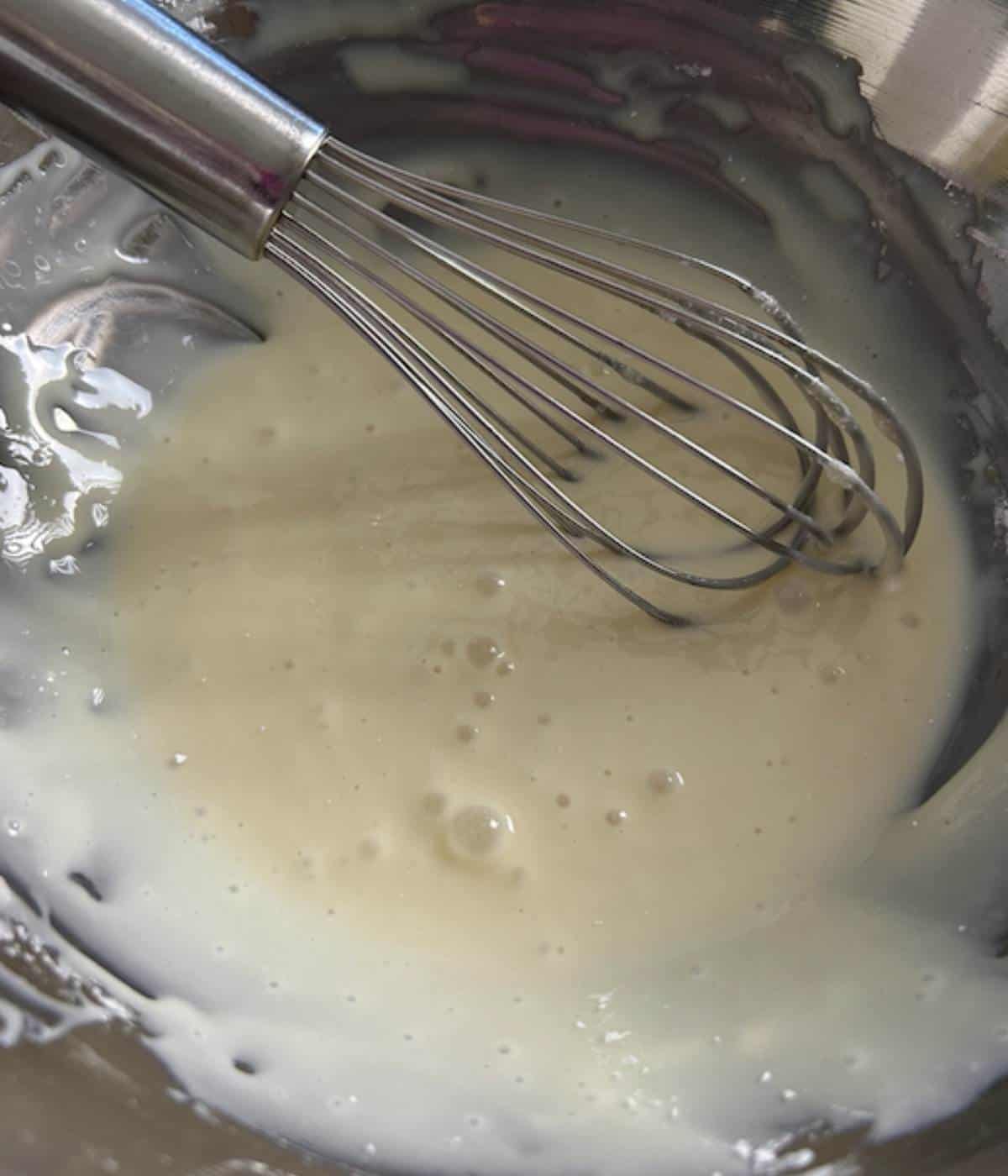 Sweetened condensed milk whisked with powdered sugar.