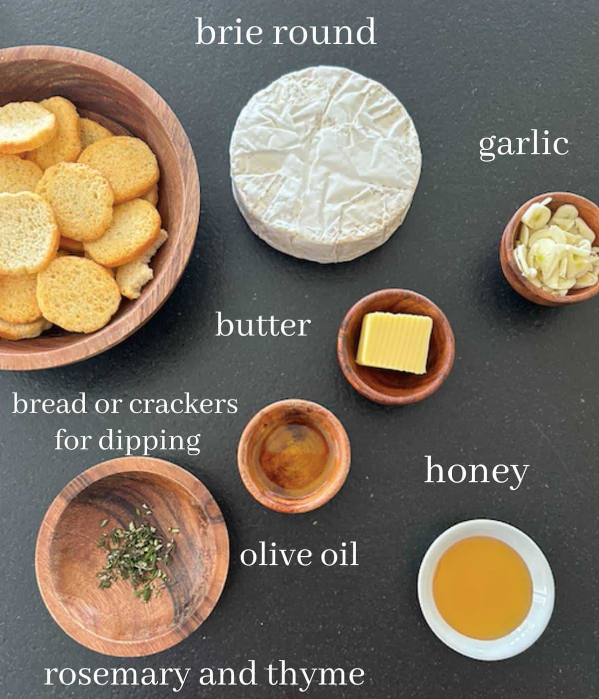 Ingredients for Baked garlic brie.