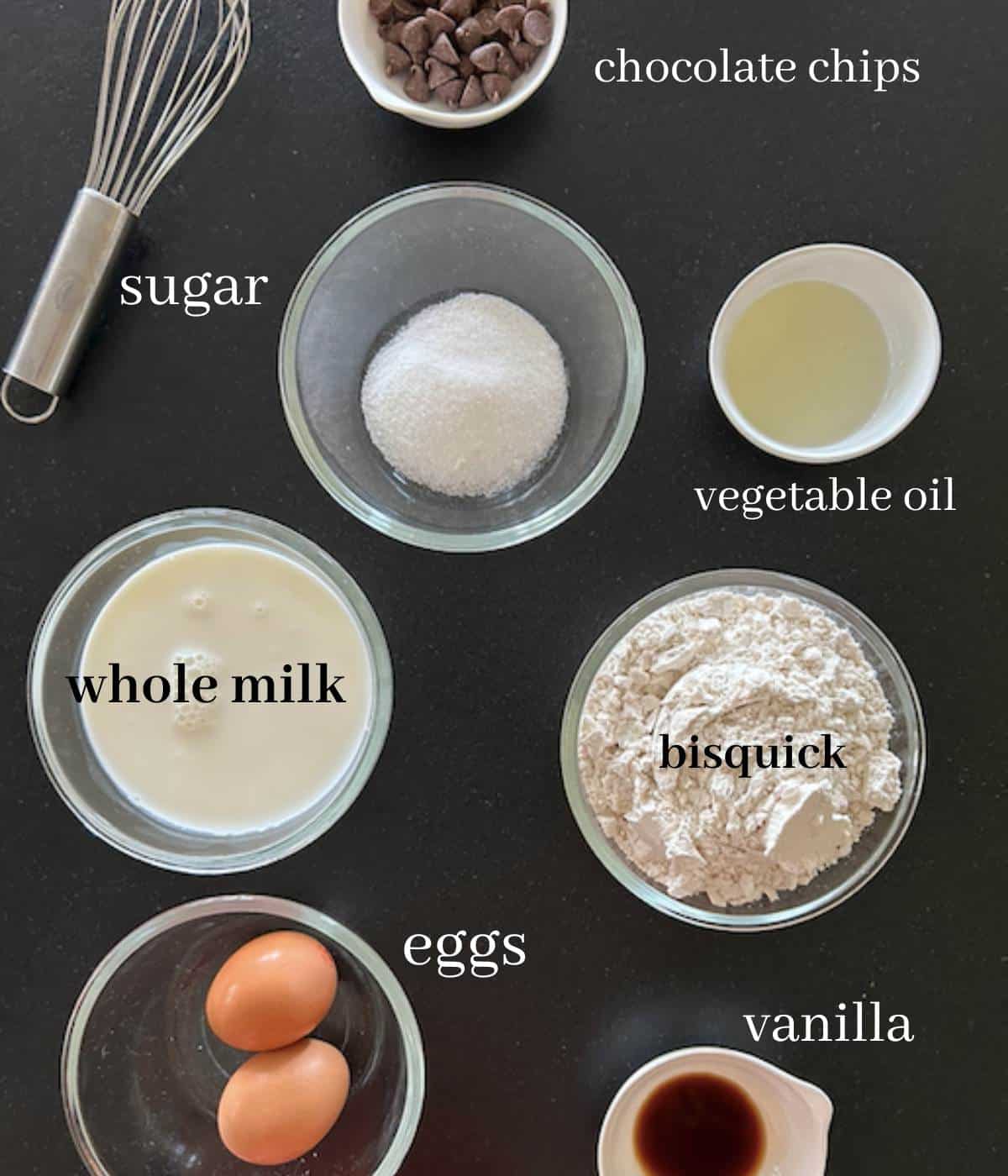 Ingredients for sheet pan pancakes.