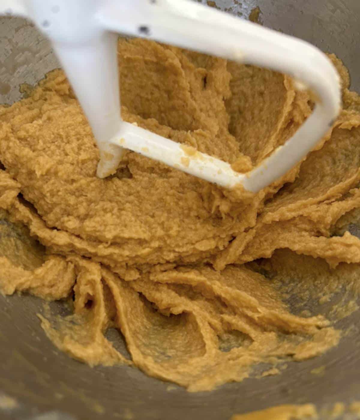 Wet ingredients for chocolate chip marshmallow cookies.