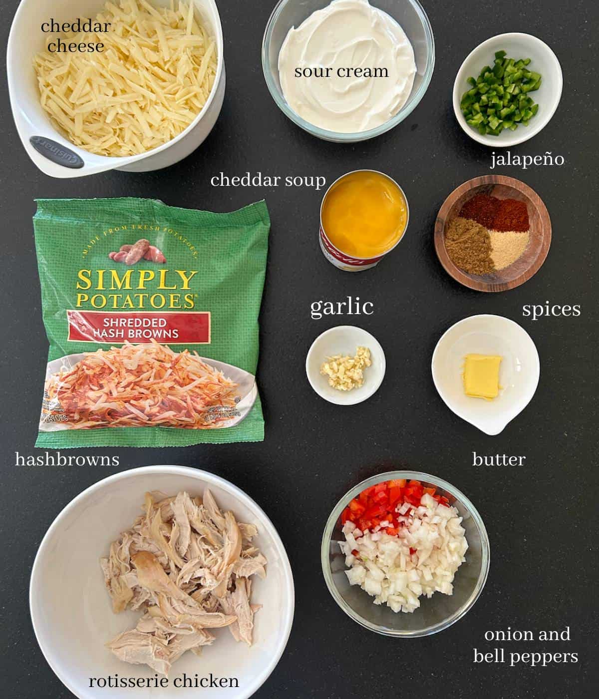 Ingredients for chicken casserole.