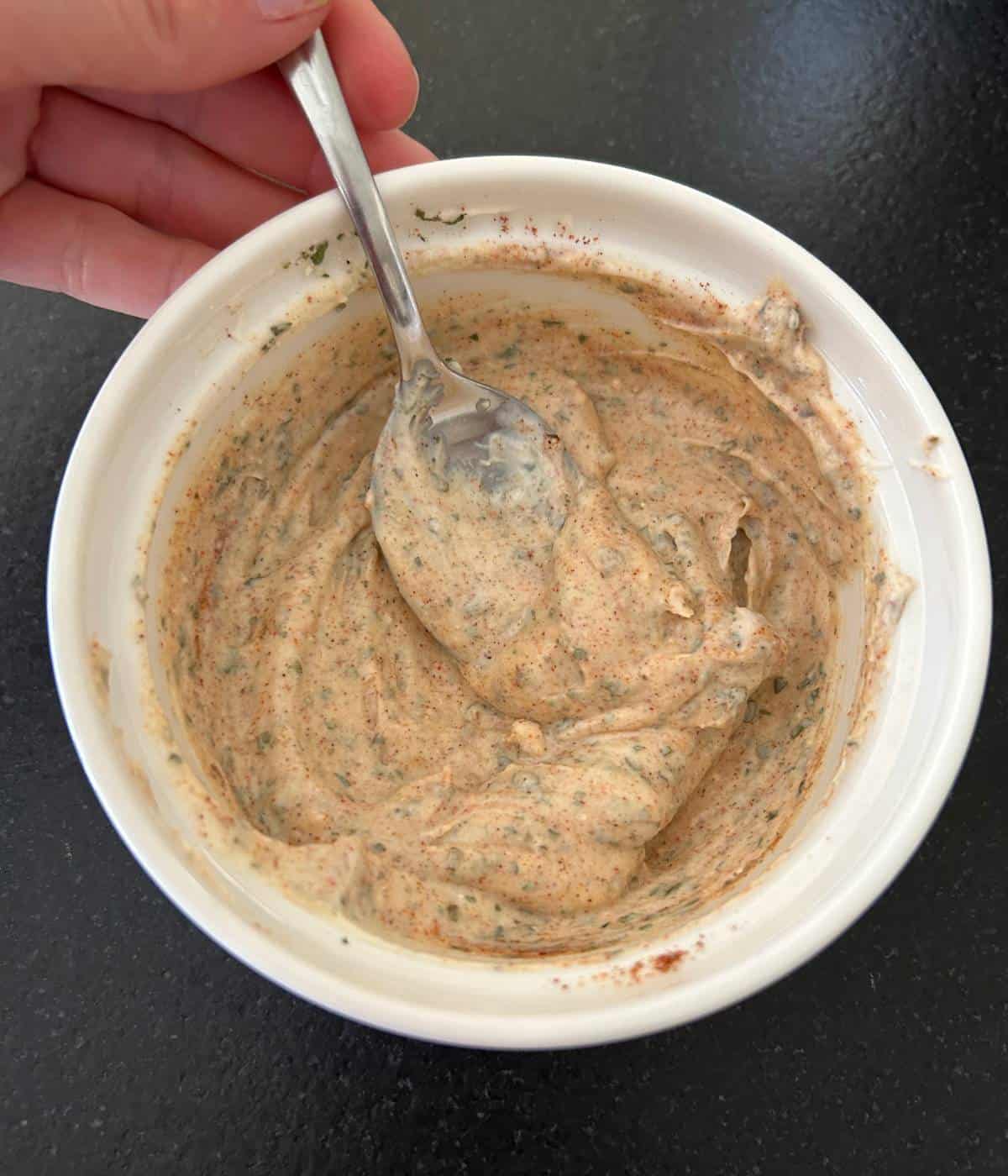 Mayonnaise with spices.