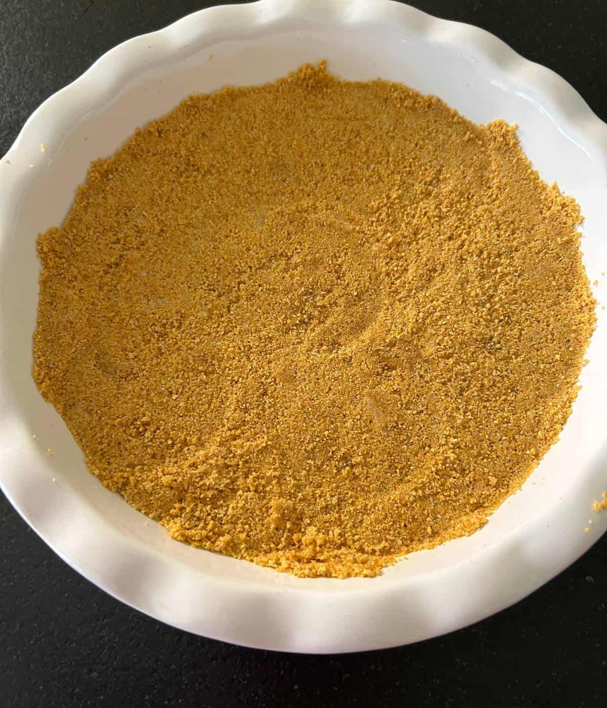 Graham cracker crust in pie plate.