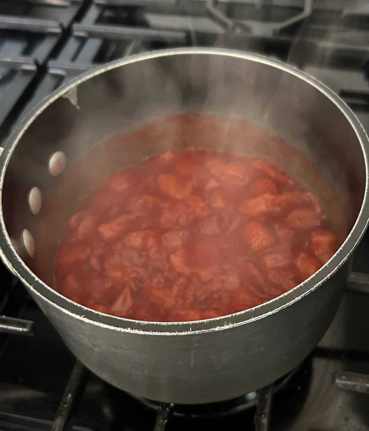 Strawberries in pot.