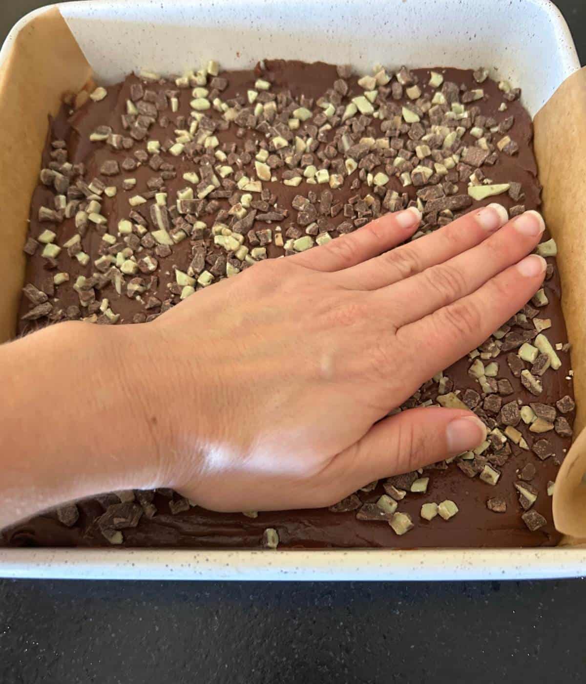 Pushing down andes mints. 