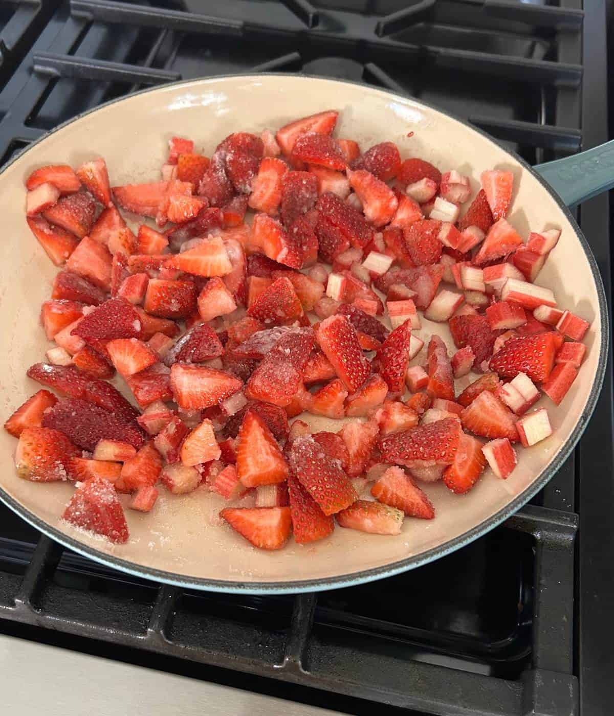 Skillet full of filling ingredients.