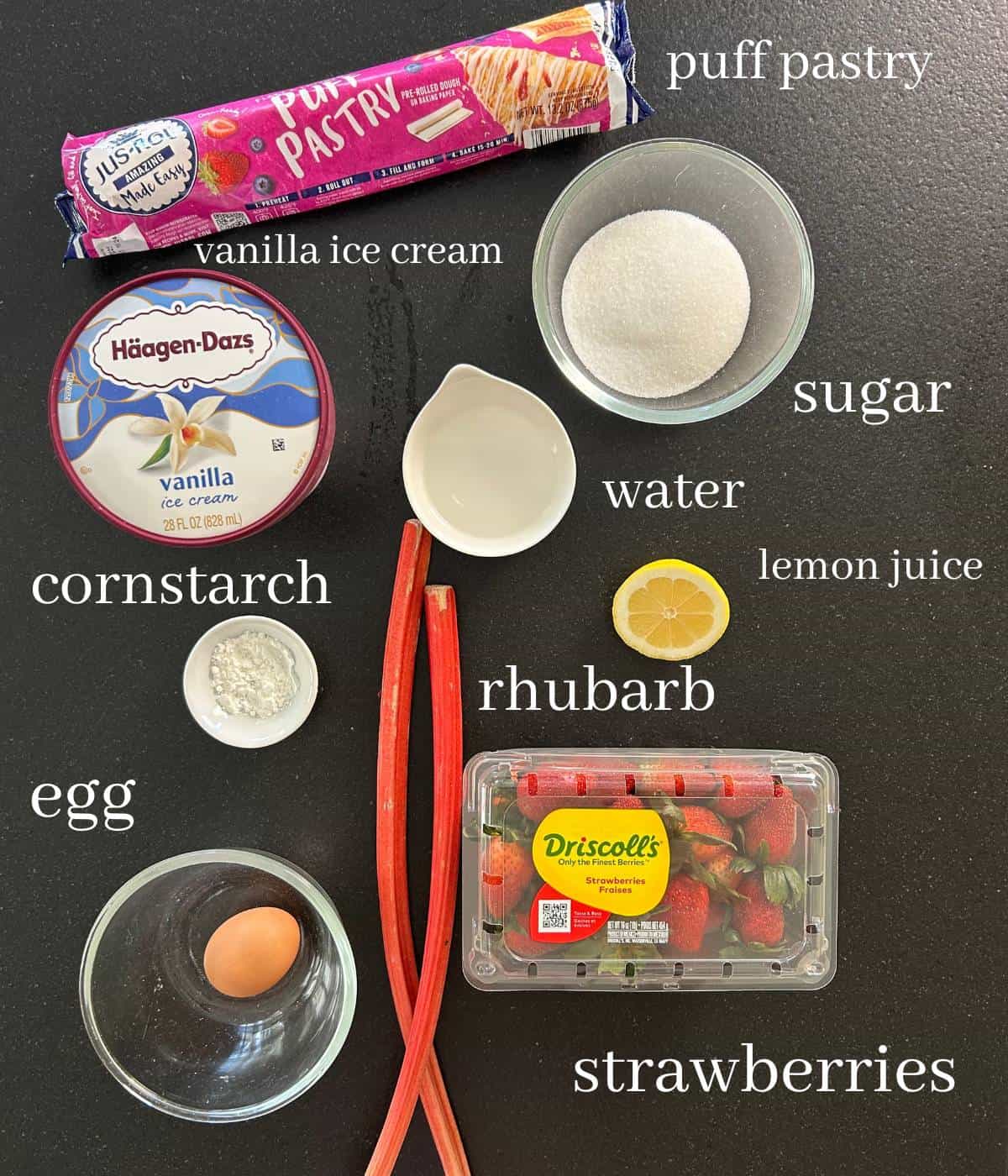 Ingredients for galette on countertop.