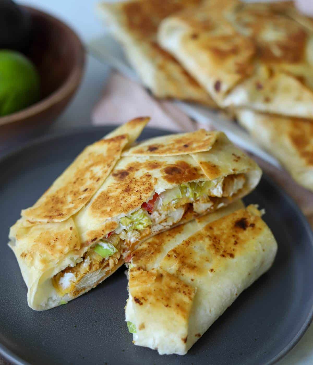 Chicken Crunch Wrap on Plate. 