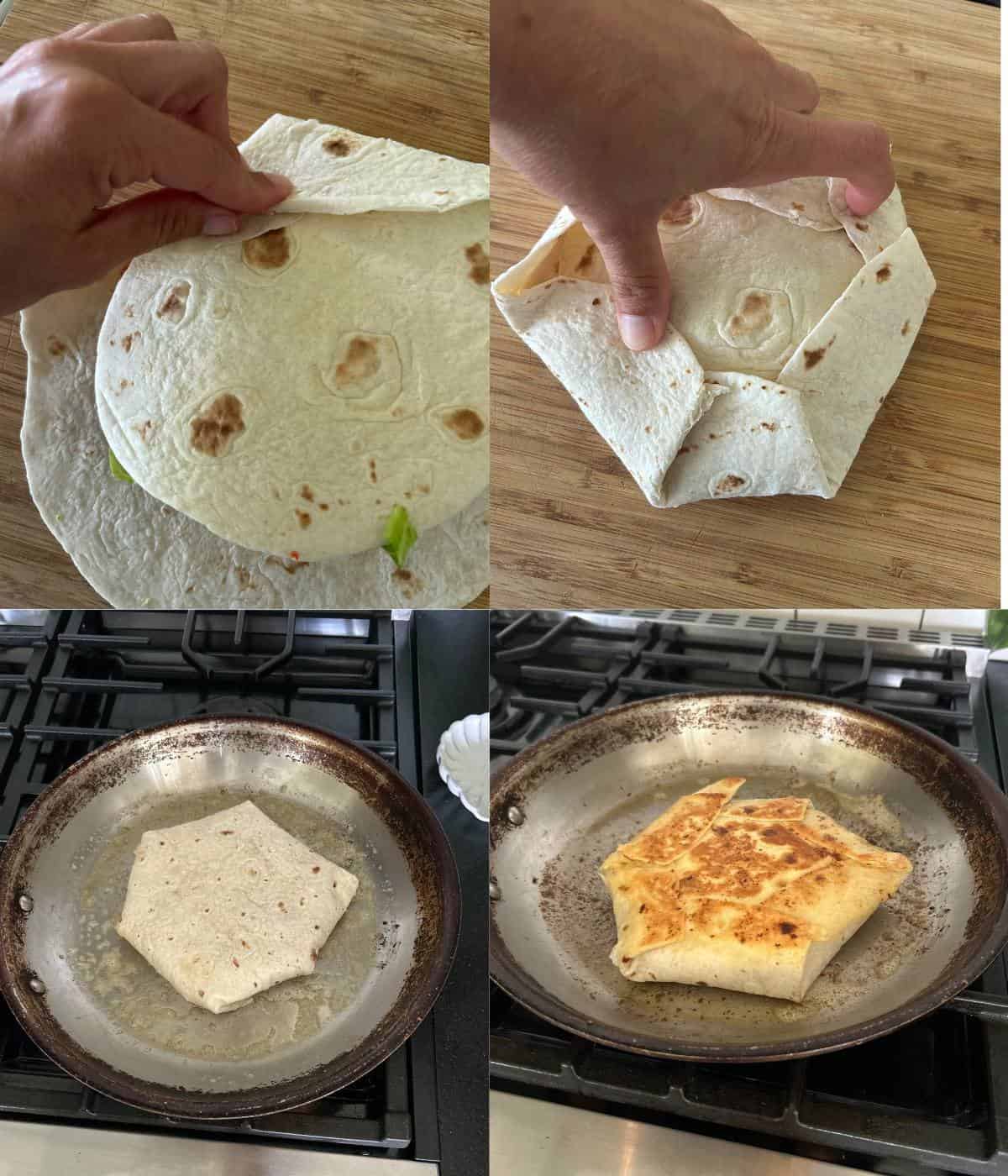 Instructions on folding a crunch wrap.