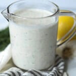 Creamy greek yogurt ranch dressing in dish.