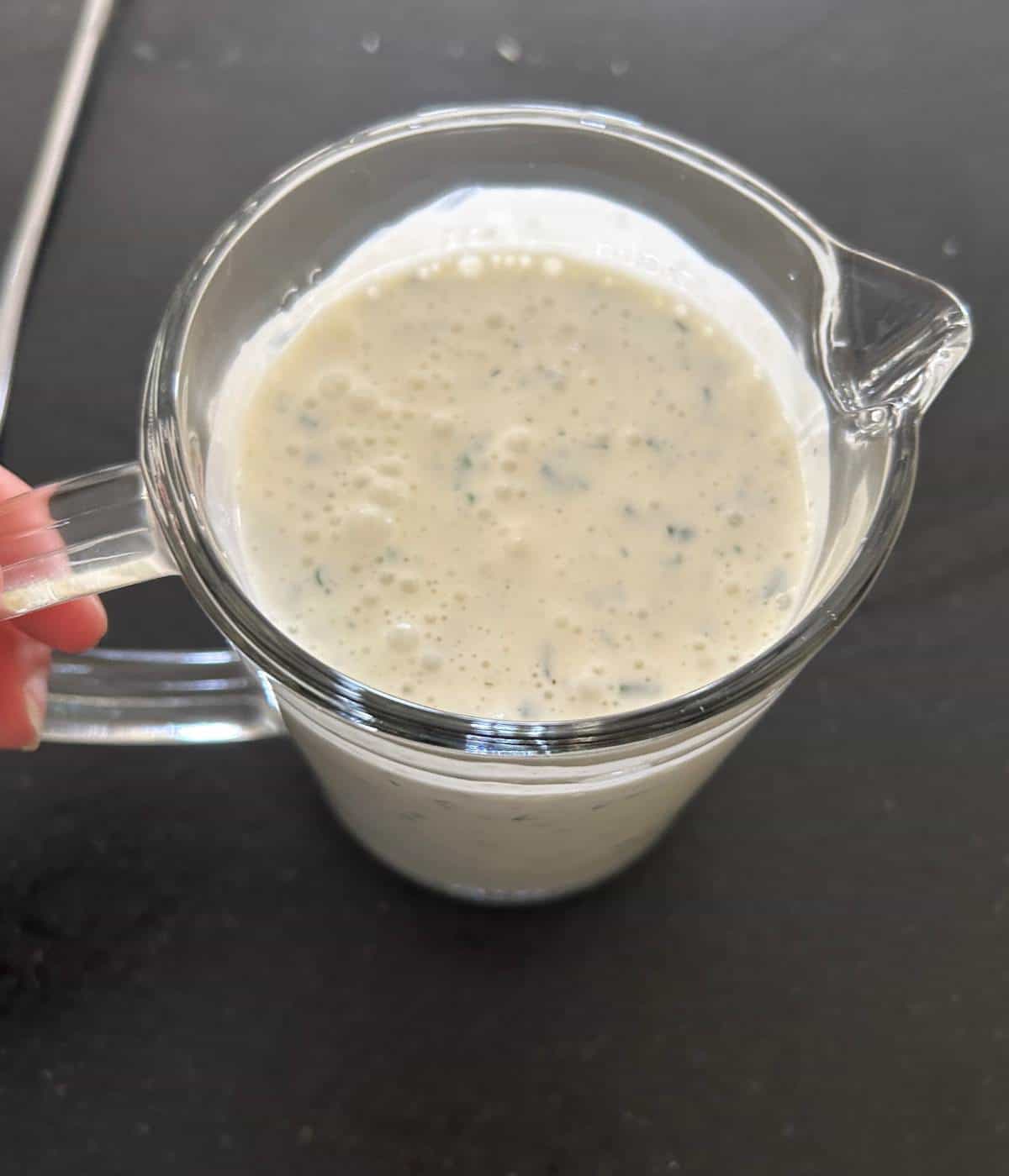 Ranch is glass container.
