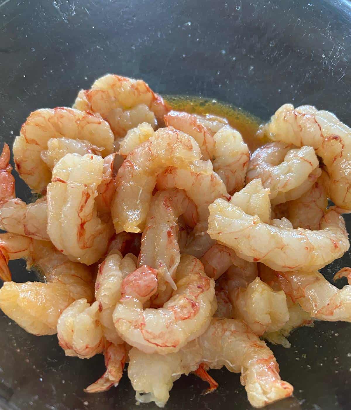 Marinated shrimp in pineapple juice.